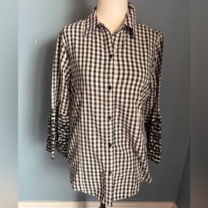 LISETTE Black and White Gingham Button Down Shirt
